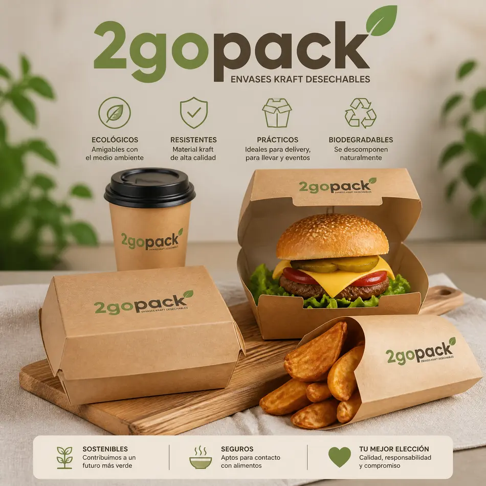 Envases kraft personalizables para hostelería - 2GoPack